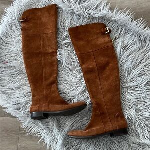 Brown Suede Knee-High Boots